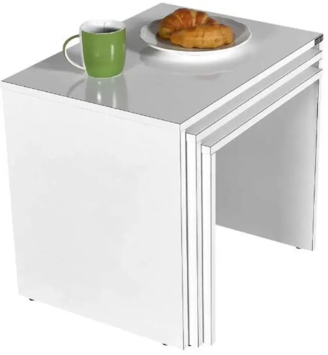Σετ τραπεζάκια Ζιγκόν SHP-103-PP Λευκό High gloss 55x47x40cm 3