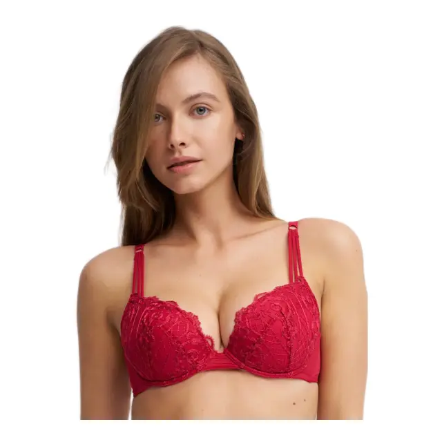 Luna Γυναικείο Σουτιέν Push-Up Lilium, Χρώμα Wine Red
