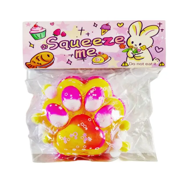 Antistress Squeeze me Πατούσα Πολύχρωμη με Pon pon 10cm