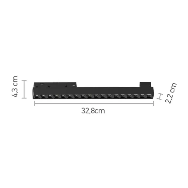 Inlight Φωτιστικό LED 18W 3CCT για μαγνητική ράγα σε μαύρη απόχρωση D:32,8X2,2X4,3cm (TM0060-Black) 2