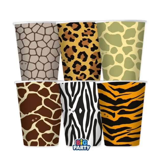 Ποτήρια Χάρτινα Animal Print Mix 250ml / 6 τμχ