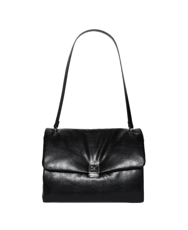 Calvin Klein Γυναικεία Μεσαία Τσάντα Emblem HW Padded Satchel Μαύρο