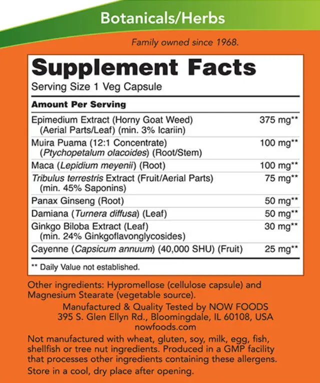 Now Foods Men's Virility Power Capsules 120 Veg Capsules 2