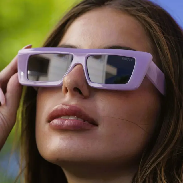 Ghetto Small Square Sunglasses Purple Frame For Women 2