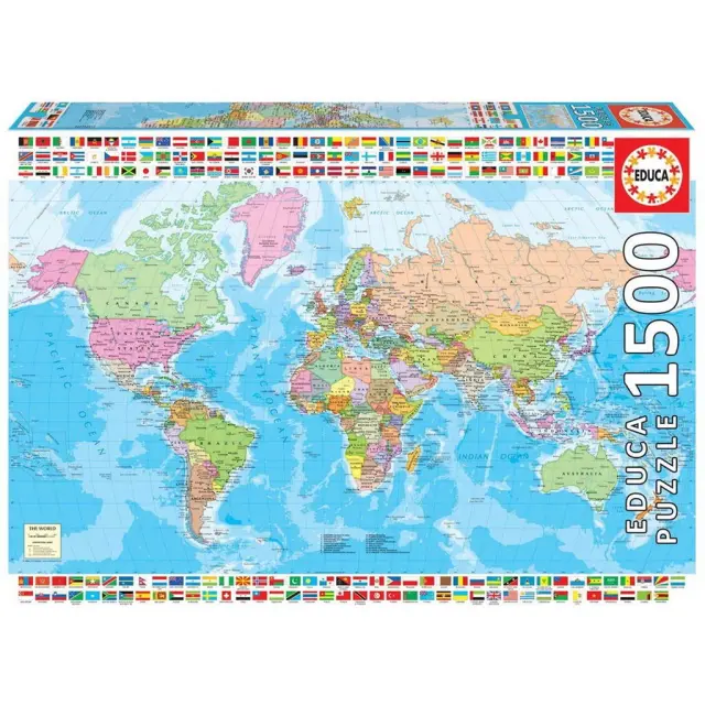 Educa - 1500 brikker, The World Map (018500) - Toys