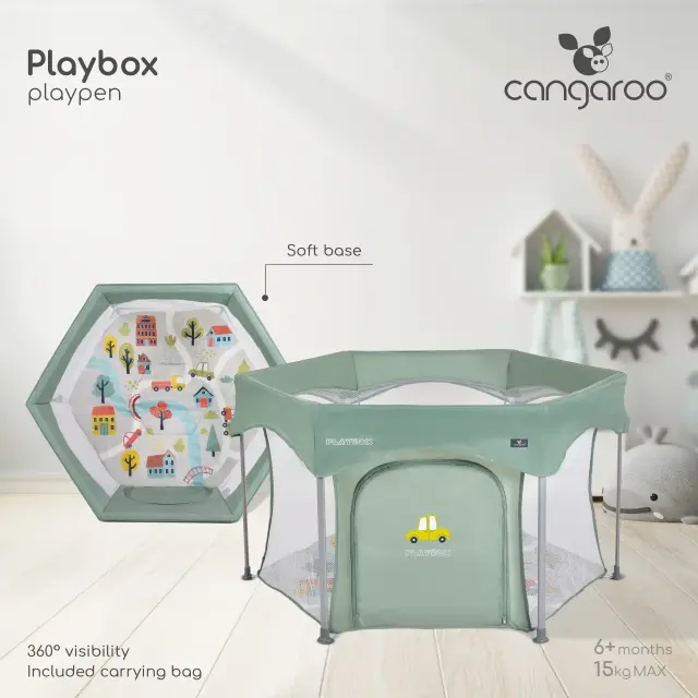 Cangaroo Playbox Εξαγωνικό Πάρκο Μωρού Grey 2