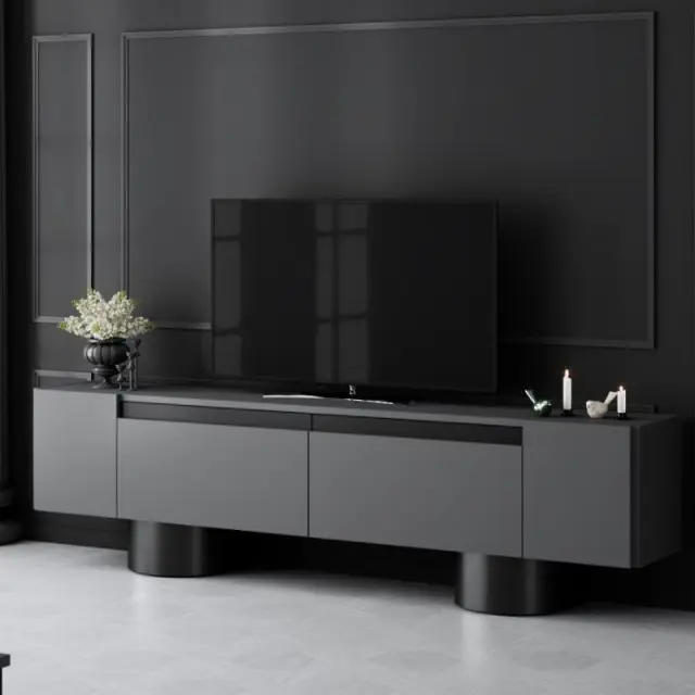 Έπιπλο τηλεόρασης Haven Megapap χρώμα ανθρακί 180x30x50εκ.