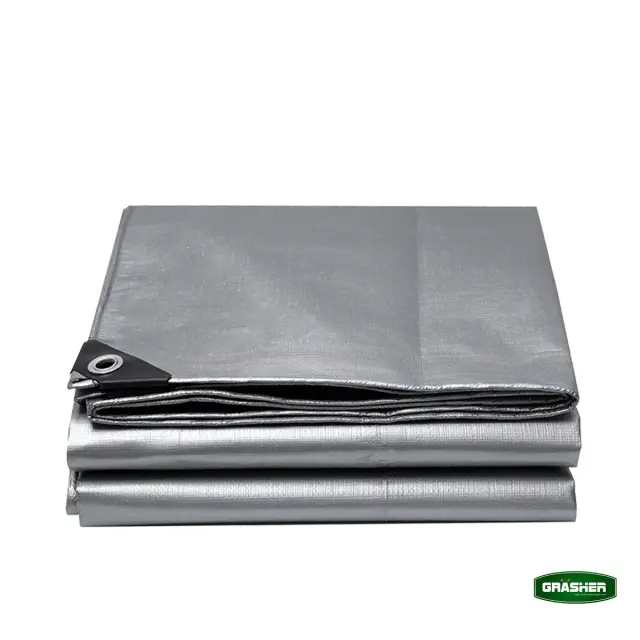Grasher Αδιάβροχος μουσαμάς-τέντα με κρίκους 120gr/m² 3x4m Γκρί / 103683 2