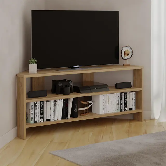 Έπιπλο τηλεόρασης γωνιακό Thales Megapap χρώμα sapphire oak 110x36x45εκ.