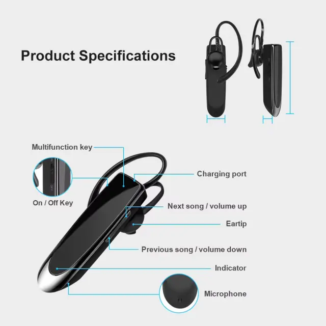 Techsuit UrbanEar CB1 Bluetooth Handsfree Ακουστικό με Noise Cancelling & USB-C Μαύρο 3