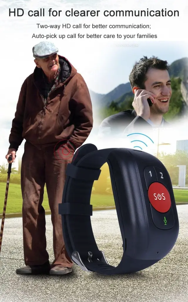 Συσκευή ρολόι 4G με GPS για εντοπισμό και παρακολούθηση ηλικιωμένων με το κόκκινο κουμπί SOS και αισθητήρα πτώσης SOS 911 2