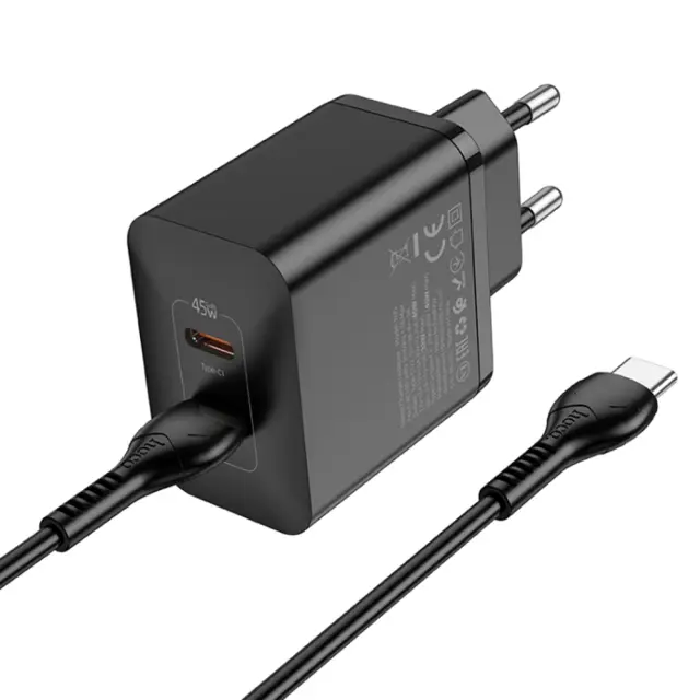 Hoco Φορτιστής με Διπλή Θύρα USB-C και Καλώδιο USB-C 45W Μαύρος N35 2