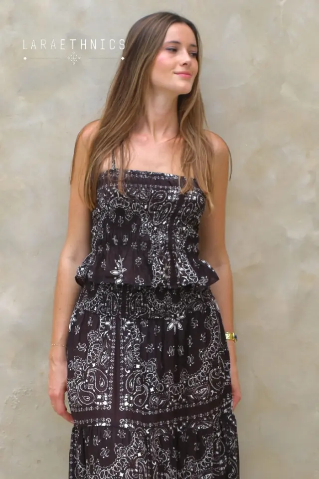 LARA ETHNICS “NINA BANDANA” TOP (NINA BANDANA CHOCOLATE) - One size