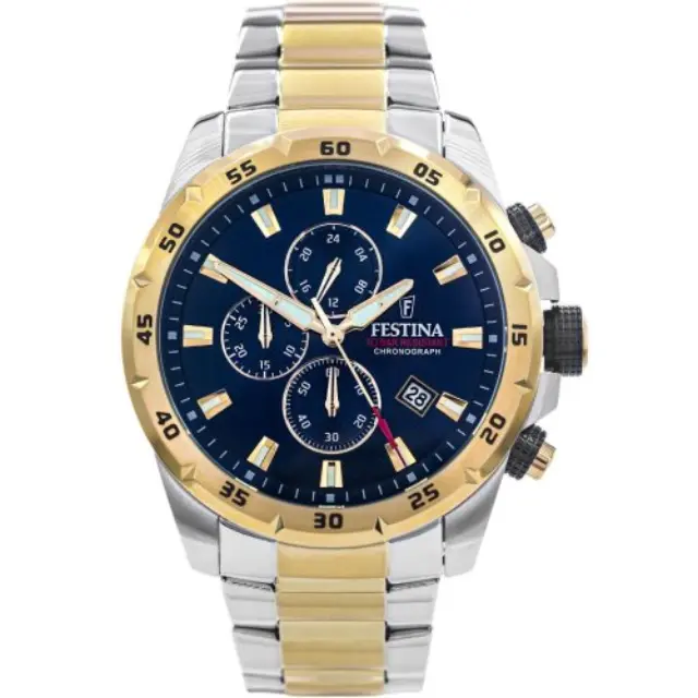 Festina Chrono Sport Men's Chronograph Watch Gold & Silver Stainless Steel Bracelet F20562/2