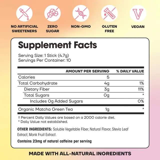 Fit & Lean Matcha Amore - Iced Tea Peach Iced Tea, 10 Sticks 2