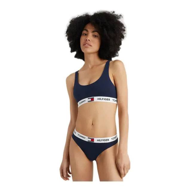 Tommy Hilfiger Γυναικείο String Tommy 85 Stretch Cotton Logo, Χρώμα Navy Blazer - L 3