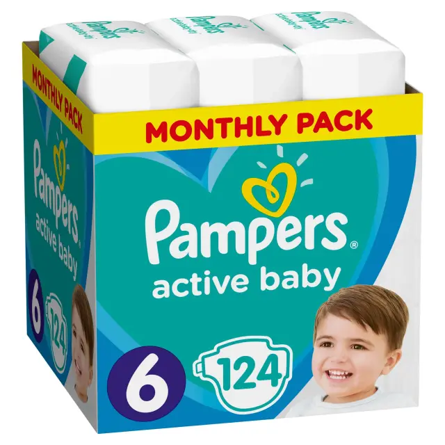 Πανες Pampers Active Baby Monthly Pack Νο6 (13-18kg) 124τεμ