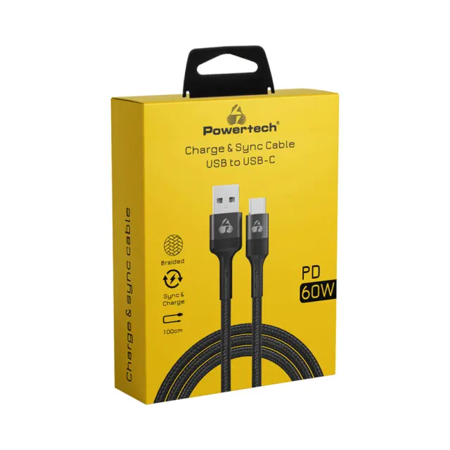 Powertech PTR-0128 PD 60W Charge & Sync Cable USB To USB-C 1m Μαύρο 2