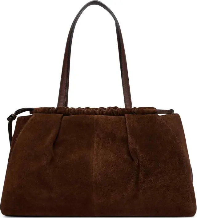 Tommy Hilfiger Γυναικεία Μεσαία Τσάντα Soft Leather Hobo Suede Fondant Brown Καφέ 2