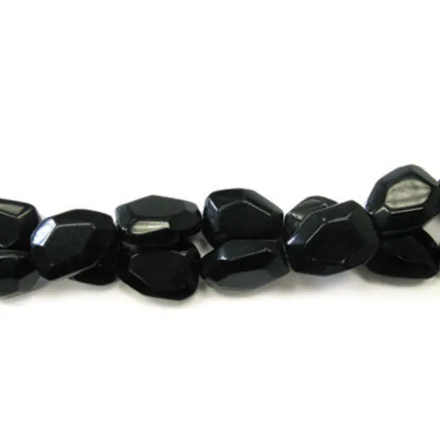 Ορυκτό Γυαλί Μαύρο Πρισματικό Flat Nugget 25x18mm - 1τεμ