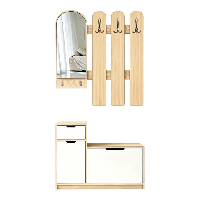 Έπιπλο εισόδου Kenty pakoworld με καθρέπτη sonoma με λευκό MDF 100x28x110εκ 2