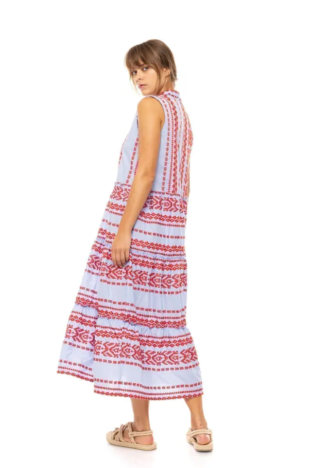 Beachwear Long Embrodery B636 Type Ice Blue Pink Label 3