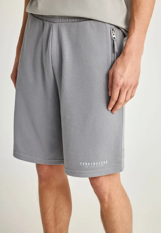 Funky Buddha Style Men’s Athletic Shorts Training & Gym Steel Grey FBM013-050-03 - 3XL