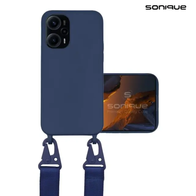 Θήκη Σιλικόνης με Strap CarryHang Sonique Xiaomi Poco F5 5G - Μπλε Σκούρο