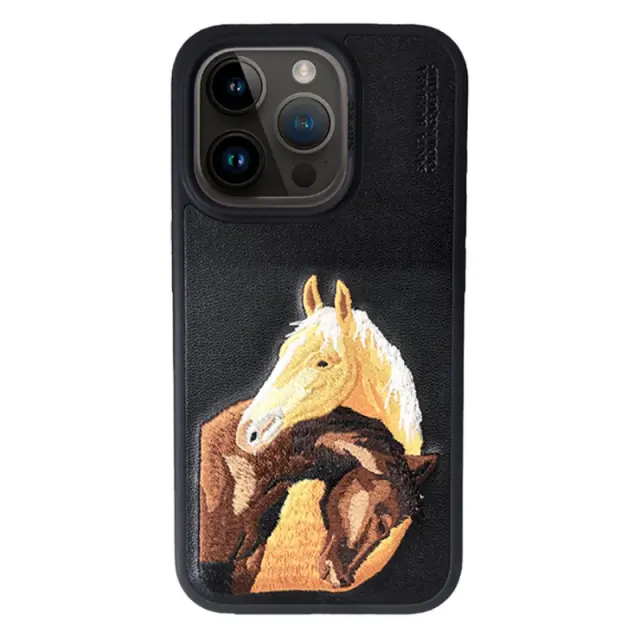 Santa Barbara Isidor Series Genuine Leather Case for iPhone 15 Pro Black