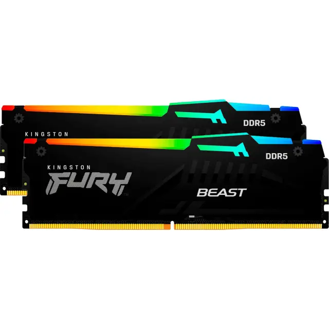 Kingston DIMM 64 GB DDR5-6400 (2x 32 GB) Dual-Kit (black, KF564C32BBEAK2-64, FURY Beast RGB, INTEL XMP, AMD EXPO)