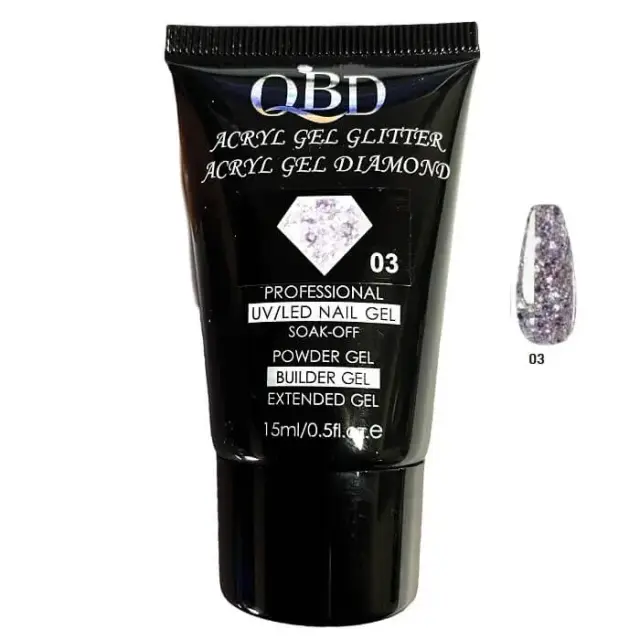 QBD Acrygel Uv/Led Diamond Glitter 15ml Diamond 03