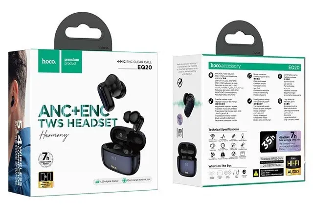 Hoco In-ear Bluetooth Handsfree Ακουστικά με Θήκη Φόρτισης Mαύρα EQ20 3