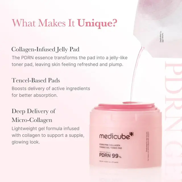 Medicube PDRN Pink Collagen Toning Gel Toner Pad - Επιθέματα εντατικής ενυδάτωσης, σύσφιξης + λάμψης 70 pcs 3