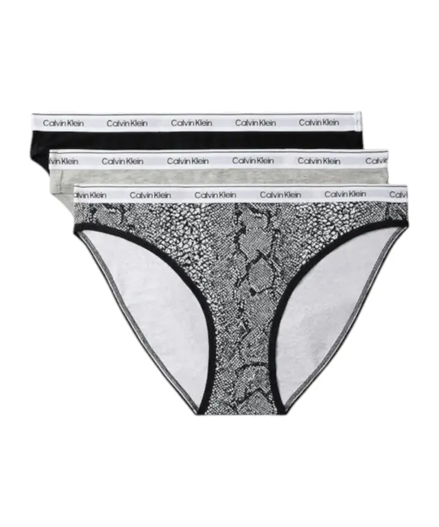 Calvin Klein - Γυναικείο Slip 3 Pack Icon Logo LV00QD5207-H03 Μαύρο/Γκρί/Fantasia - XL