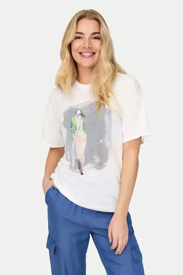 ONLY ONLMELINA Κοντομάνικη Μπλούζα Boxy Fit Jersey Γκρι