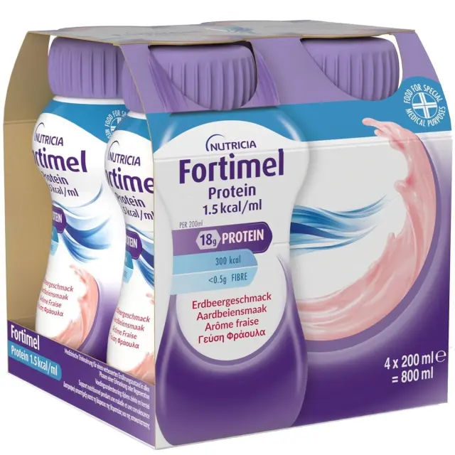 Nutricia | Fortimel Υπερπρωτεϊνικό Ρόφημα Γεύση Φράουλα | 4x200ml