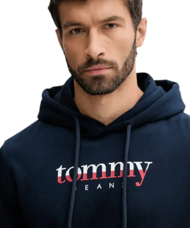Tommy Hilfiger - Ανδρικό Φούτερ Logo Drawstring Terry Hoodie Regular Fit DM0DM22113-C1G Μπλε Σκούρο 2