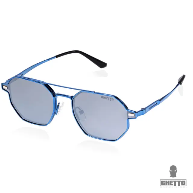 Ghetto Hexagon Sunglasses Polarized + Reading Blue Frame Unisex