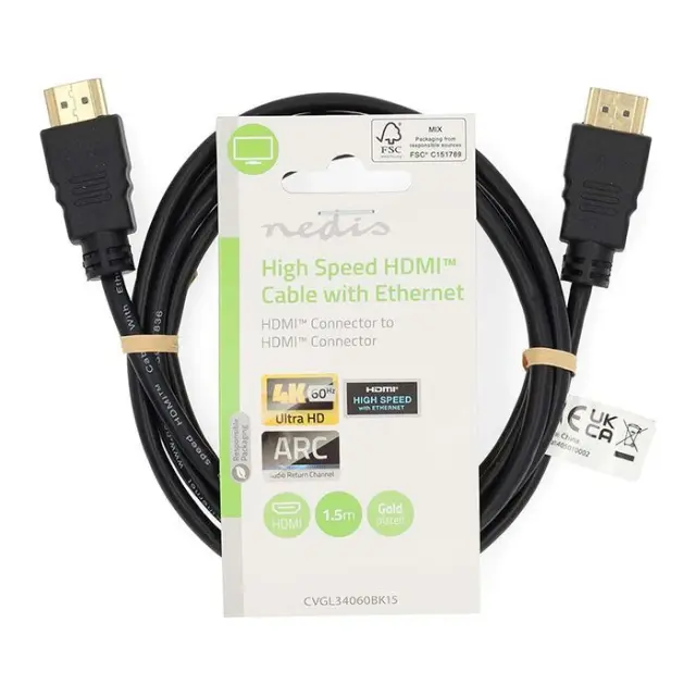 Καλώδιο High speed HDMI with Ethernet, HDMI αρσ. - HDMI αρσ., 1.50m. 3