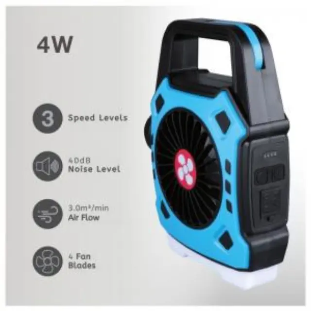 Ανεμιστήρας Κάμπινγκ Niaros Stawell USB 4W με Φακό LED 180lm Μπλε N68196 3