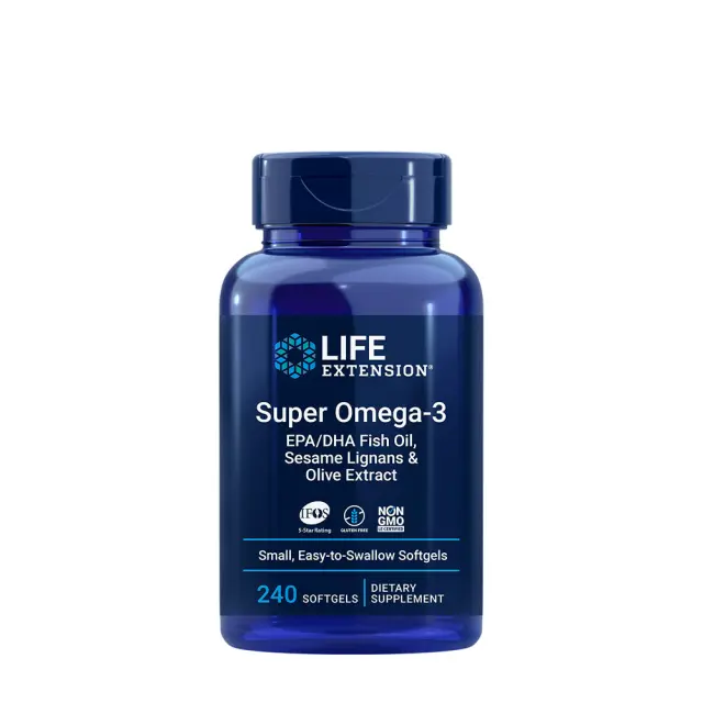 Life Extension Super Omega-3 EPA/DHA Fish Oil, Sesame Lignans, Olive Extract 240 Softgels
