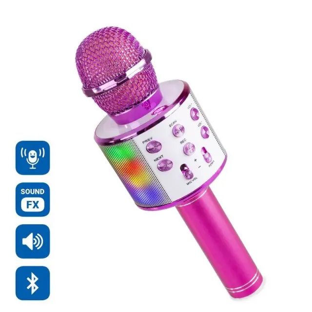 MAX KM15P ΜΙΚΡΟΦΩΝΟ ΚΑΡΑΟΚΕ ΜΕ ΗΧΕΙΟ BT- MP3 LED ΡΟΖ