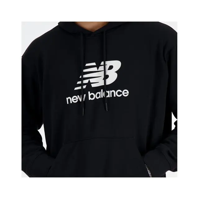 New Balance Stacked Logo French Terry Hoodie (MT41501-Black) - Μαύρο 2