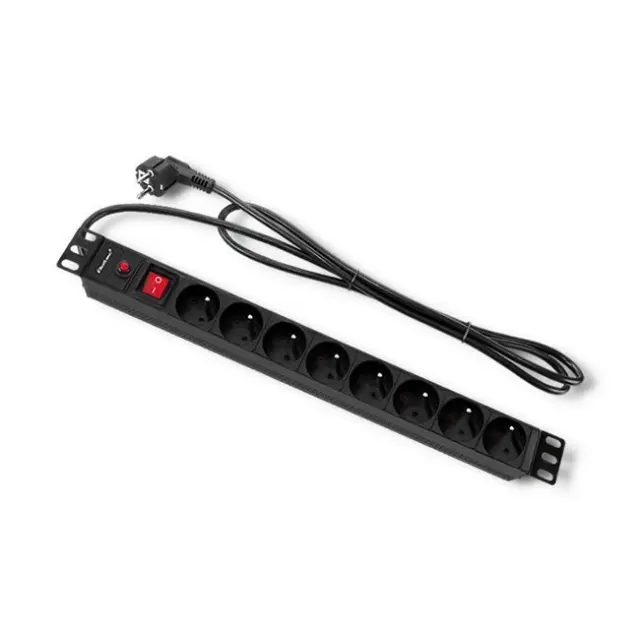 Qoltec Rack Power Strip 19" 1U 16A PDU 8-socket 2m Black (53996)