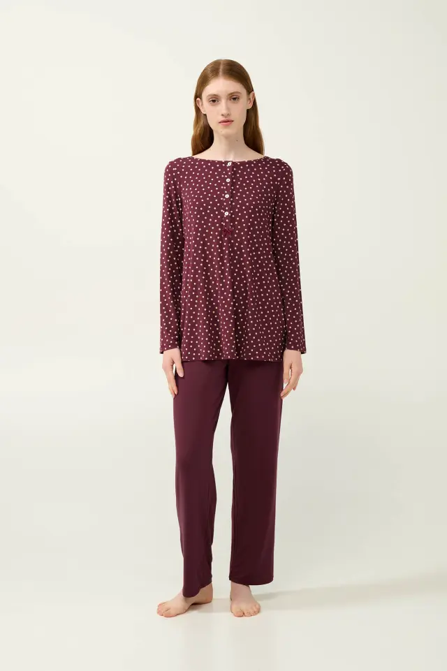 Γυναικεία Πυτζάμα Micromodal με Κουμπάκια Vamp 23030 RED WINDSOR