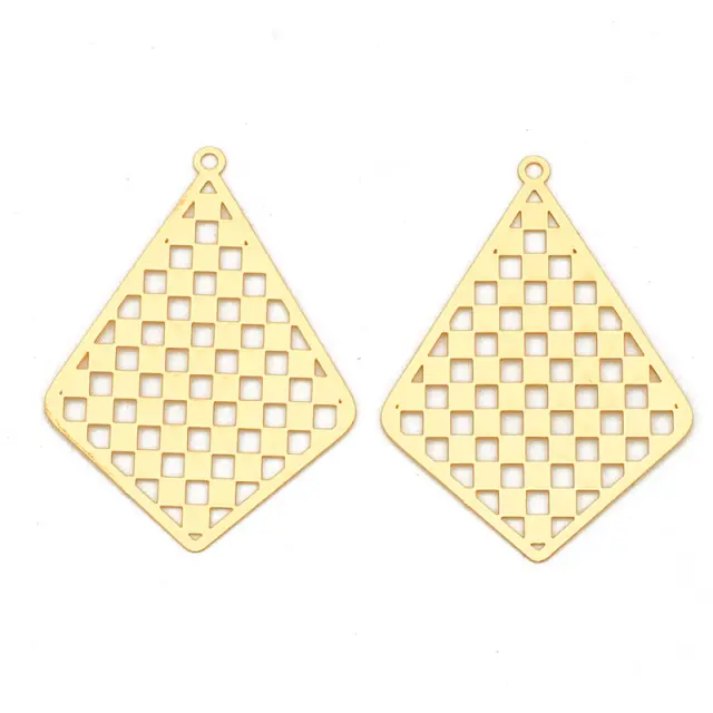 Μεταλλικό Διακοσμητικό Etched Trapezium Drop 44.5x32x0.3mm - Light Gold - 5τεμ