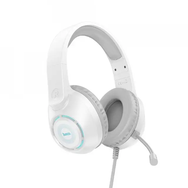Hoco Over Ear Gaming Ακουστικά σύνδεσης 3.5mm/USB με μικρόφωνο Άσπρο W108 3