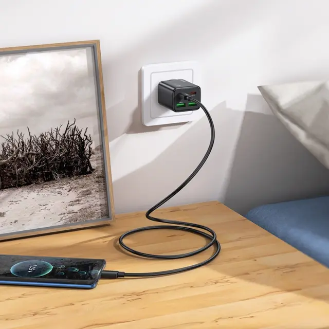 Hoco Φορτιστής με Θύρες USB-C, USB-A και Καλώδιο Type-C 30W Μαύρος N56 2