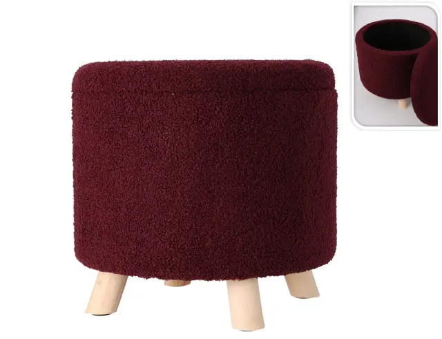Σκαμπό Home & Styling Collection με αποθηκευτικό χώρο και διαστάσεις 40x37cm - Burgundy AAK400230 2