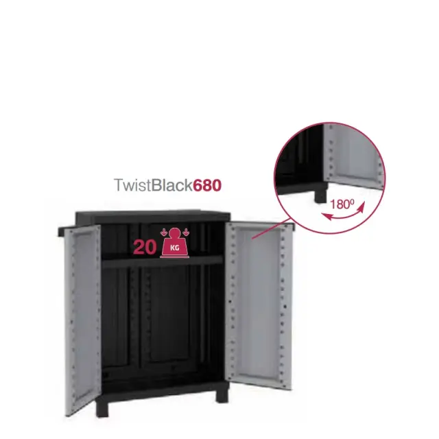 Ντουλάπα Κήπου Πλαστική TWIST BLACK 680 68x39x91.5cm 2